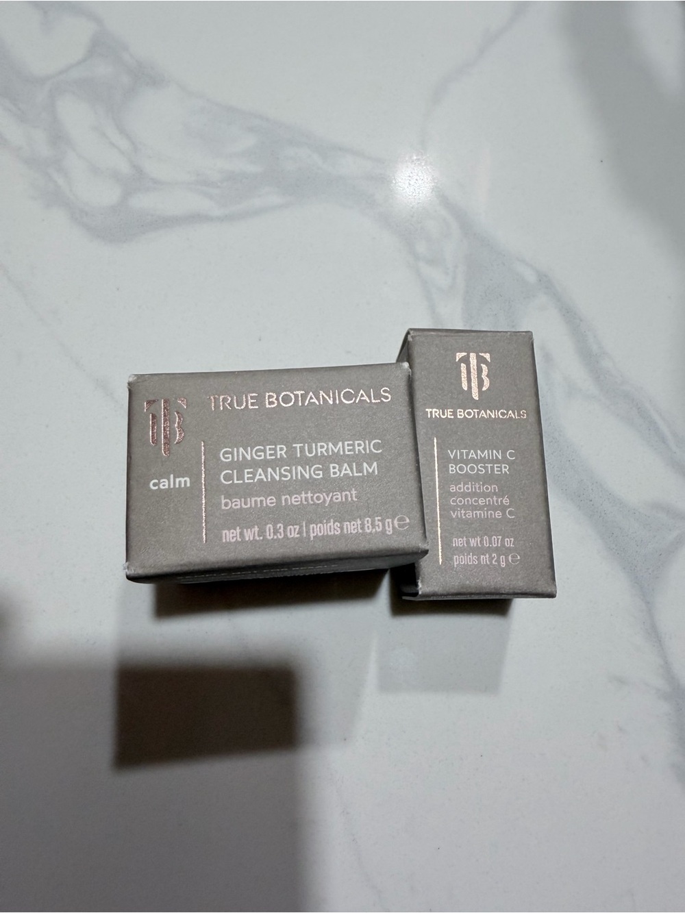 True botanicals Ginger turmeric cleansing balm and vitamin c booster samples